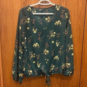 West Kei Dark Green Floral Blouse